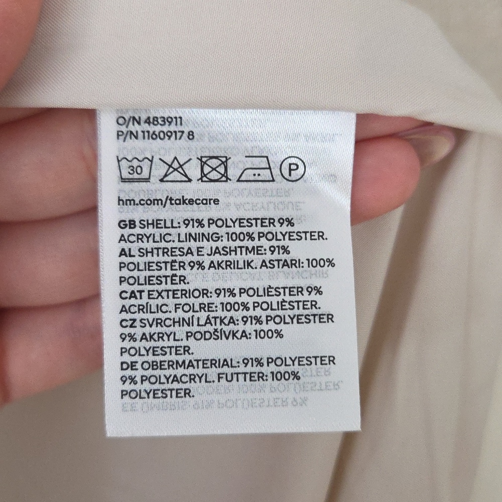 H&M Long Belted Coat, Cream, Size M - Picture 8 of 15